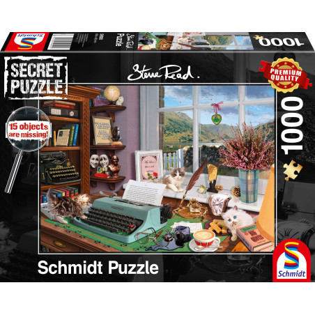 Schmidt Spiele Puzzle 1000 Teile Secret P. Am Schreibtisch - Katzen Motiv