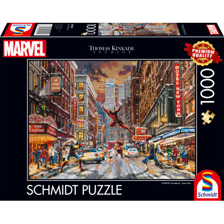 Schmidt Spiele Marvel Deadpool Snow Day Puzzle – 1000 Teile | Humorvolles Motiv für Fans ab 12 Jahre