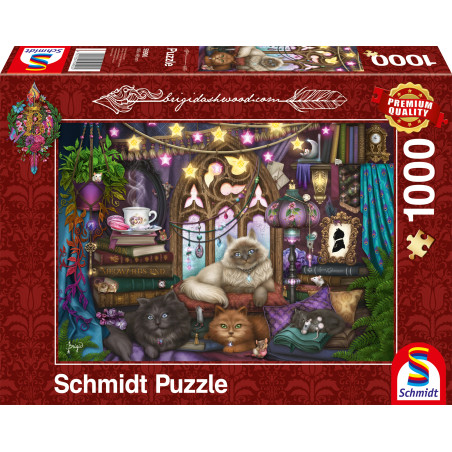 Birgi Puzzle Ashwood Afternoon 1000 Teile – Gemütlicher Raum mit Katzen
