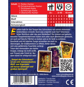 Schmidt Spiele Tempel des Schreckens – Bluff- & Ärgerspiel für 3-10 Spieler. Schatzsuche oder Feuerfalle?