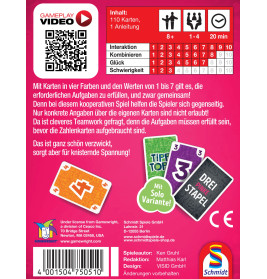 Schmidt Spiele Tippi Toppi – Kooperatives Kartenspiel für 2-4 Spieler. Kommunikation & Bluff.