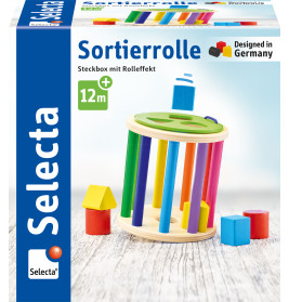 Selecta Sortierrolle 13 cm – Holz-Formen Sortierspiel für Feinmotorik & Farbenlehre