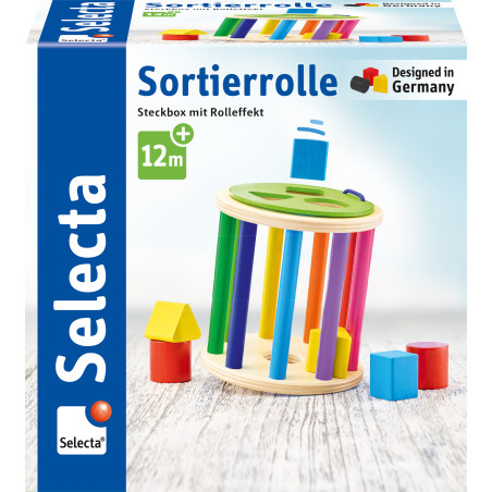 Selecta Sortierrolle 13 cm – Holz-Formen Sortierspiel für Feinmotorik & Farbenlehre