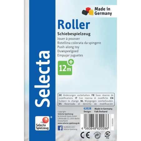 Selecta Holz Roller Baby Schiebefigur 10cm | Motorikspielzeug ab 6 Monate