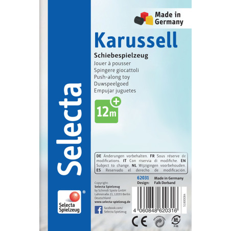 Schmidt Spiele Selecta Karussell Schiebefigur 20cm – Fördert Motorik & Freude | EAN 4060848620316