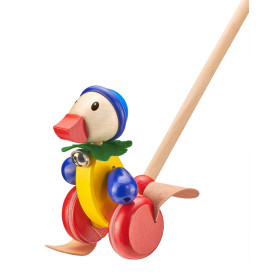 Selecta Pedella Schiebefigur Ente Holz | Klingelgeräusch & Watschelbewegung – Motorik ab 12M