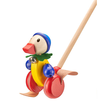 Selecta Pedella Schiebefigur Ente Holz | Klingelgeräusch & Watschelbewegung – Motorik ab 12M