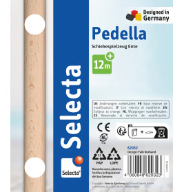 Selecta Pedella Schiebefigur Ente Holz | Klingelgeräusch & Watschelbewegung – Motorik ab 12M
