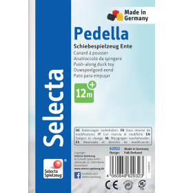 Selecta Pedella Schiebefigur Ente Holz | Klingelgeräusch & Watschelbewegung – Motorik ab 12M