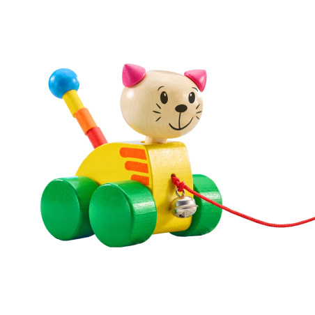 Selecta Tinka Nachzieh Katze 12 cm – Holzspielzeug mit beweglichem Kopf für Kleinkinder