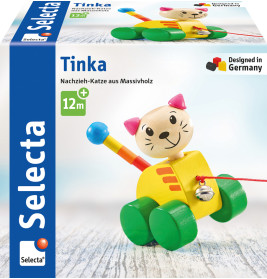 Selecta Tinka Nachzieh Katze 12 cm – Holzspielzeug mit beweglichem Kopf für Kleinkinder
