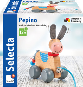 Schmidt Spiele Pepino Nachzieh-Esel 13 cm Holz – Motorik & Koordination für Kleinkinder