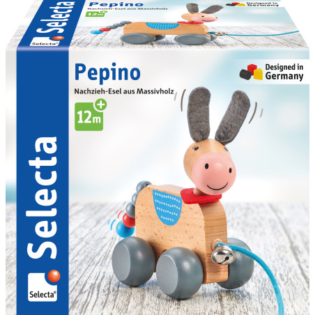 Schmidt Spiele Pepino Nachzieh-Esel 13 cm Holz – Motorik & Koordination für Kleinkinder