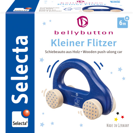 Baby Flitzer Auto blau 10cm – Ergonomisch, fördert Motorik, für kleine Babyhände ab 6 Monaten