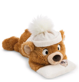 Liegendes Kuscheltier Bär Capiccino mit Kissen