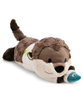 Liegendes Kuscheltier Otter Ophelio mit Fisch