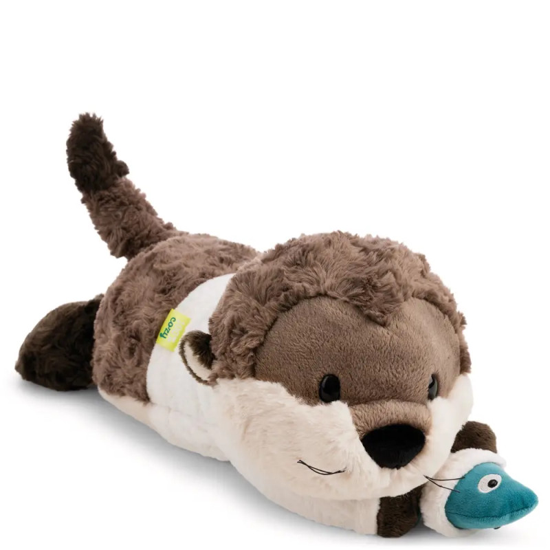Liegendes Kuscheltier Otter Ophelio mit Fisch