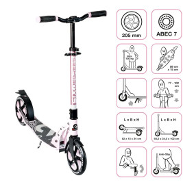 SIX DEGREES Aluminium Scooter 205 mm pastellrosa