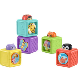 VTech Erste Entdeckerwürfel – 5er Set Stapelwürfel mit Tieren, Rassel & Spiegel ab 3 Monaten