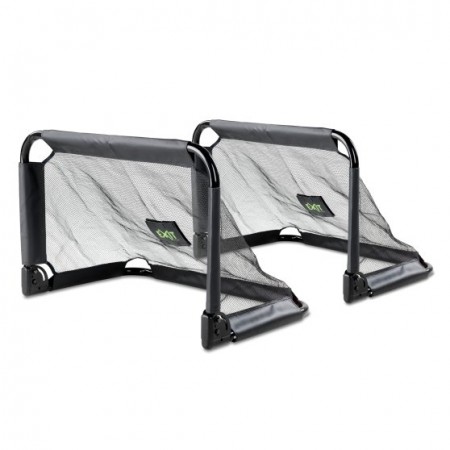 Zwei schwarze, klappbare Metall-Bettschutzgitter mit Mesh liegen nebeneinander auf weißem Hintergrund.