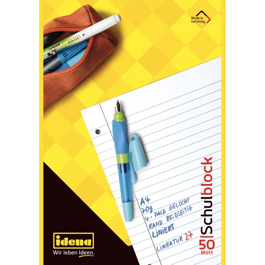Idena Schulblock A4 liniert , Lin 27 50 Blatt