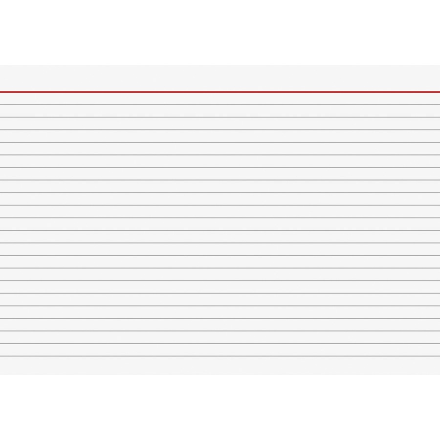 Leere, linierte Karteikarte mit rotem Rand oben.