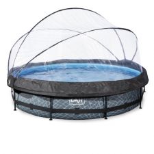 EXIT Frame Pool ø360x76cm (12v) – Grau + Sonenndach inkl. Kartuschenfilteranlage
