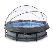 EXIT Frame Pool ø300x76cm (12v) – Grau + Sonnendach inkl. Kartuschenfilteranlage
