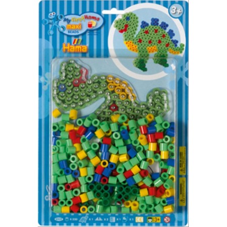 HAMA Bügelperlen Maxi - Blisterset Dino - 1 Stiftplatte Dinosaurier, 250 Perle