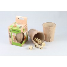 Natural Games Lederwürfelbecher mit 6 Würfeln