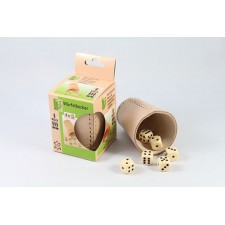 Natural Games Lederwürfelbecher mit 6 Würfeln