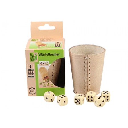 Natural Games Lederwürfelbecher mit 6 Würfeln Natural Games Lederwürfelbecher mit 6 Würfeln