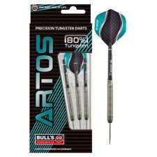 ARTOS 80% Wolfram-Darts, drei Stück in der Packung, rechts ein Dart vergrößert dargestellt.