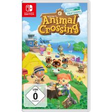 Cover von Animal Crossing: New Horizons für Nintendo Switch mit Tierbewohnern auf einer tropischen Insel.