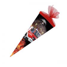 Schultüte Feuerwehr 2019 35 cm rund,Tüll