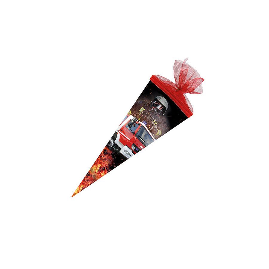 Schultüte Feuerwehr 2019 35 cm rund,Tüll