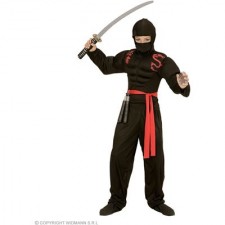 Super Muskel Ninja 140 - (Muskelshirt mit Kapuze, Gesichtsmaske, Hose, Gürtel)