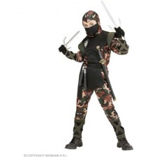 SOLDAT NINJA" 128 - (Coat mit Kapuze und Bänder, Hose mit Bändern, Gürtel,Mundschutz)