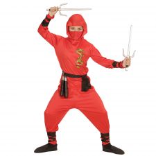 RED DRAGON NINJA" 116 - (Oberteil mit Kapuze, Hose, Gürtel, Gesichtsmaske,Arm- und Beinbänder)
