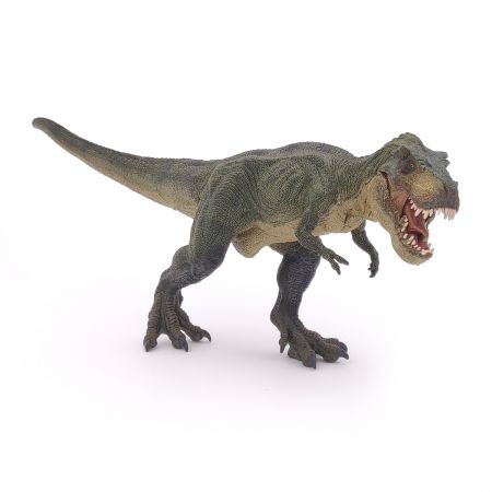 Ein realistisches Modell eines brüllenden Tyrannosaurus rex steht vor weißem Hintergrund. Ein realistisches Modell eines brüllenden Tyrannosaurus rex steht vor weißem Hintergrund.