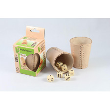 Natural Games Lederwürfelbecher mit 6 Würfeln