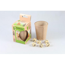 Natural Games Lederwürfelbecher mit 6 Würfeln