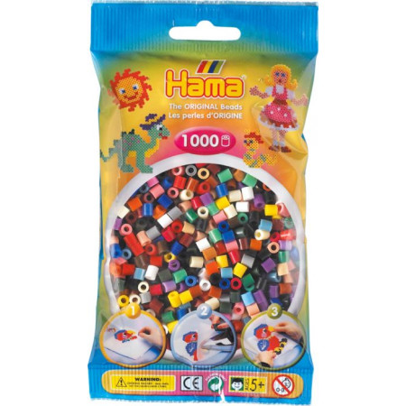 HAMA Bügelperlen Midi - Vollton Mix 1000 Perlen (22 Farben)