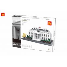 Bauklötzchen-Set White House mit Bild des Modells und Foto des echten Weißen Hauses auf der Verpackung.