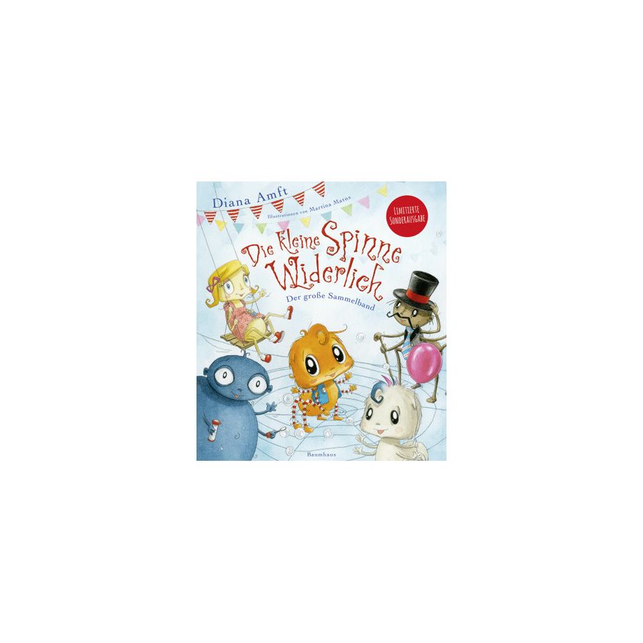 Kinderbuchcover mit gezeichneten Insekten, Titel Die kleine Spinne Widerlich von Diana Amft. Kinderbuchcover mit gezeichneten Insekten, Titel Die kleine Spinne Widerlich von Diana Amft.