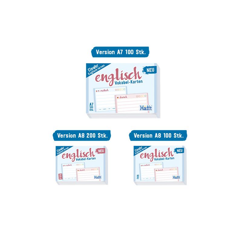 Vokabel-Karten Englisch 100 Stück A8 Vokabel-Karten Englisch 100 Stück A8