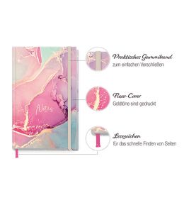 Trendstuff Notizbuch A6 + kariert mit Gummiband