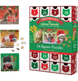EuroGraphics Puzzle Adventkalender - Weihnachtskatzen 1200 Teile
