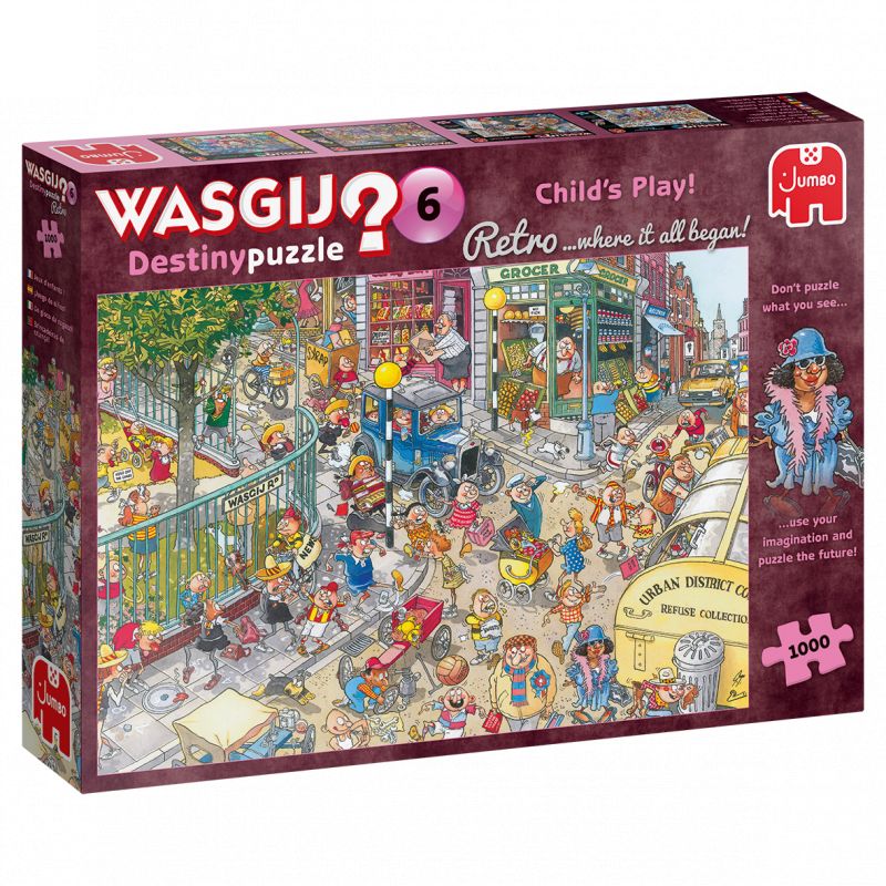 Wasgij Destiny Puzzle 6 Schachtel mit bunter Cartoon-Straßenszene voller Menschen und Fahrzeuge. Wasgij Destiny Puzzle 6 Schachtel mit bunter Cartoon-Straßenszene voller Menschen und Fahrzeuge.