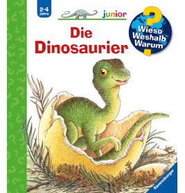 Ein Dinosaurier-Baby schlüpft aus einem Ei auf dem Cover eines deutschen Dinosaurier-Kinderbuchs.